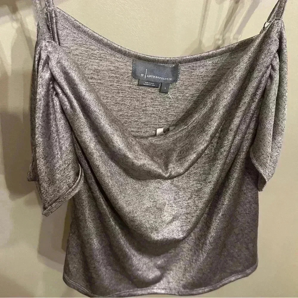 NWT Anthropologie Off-the-Shoulder Silver Top